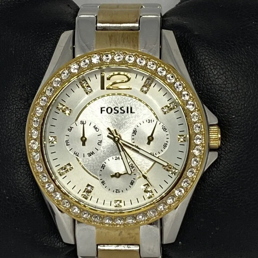 Fossil Riley ES3204 Women's Gold Stainless Steel Analog Dial Quartz Watch OP801